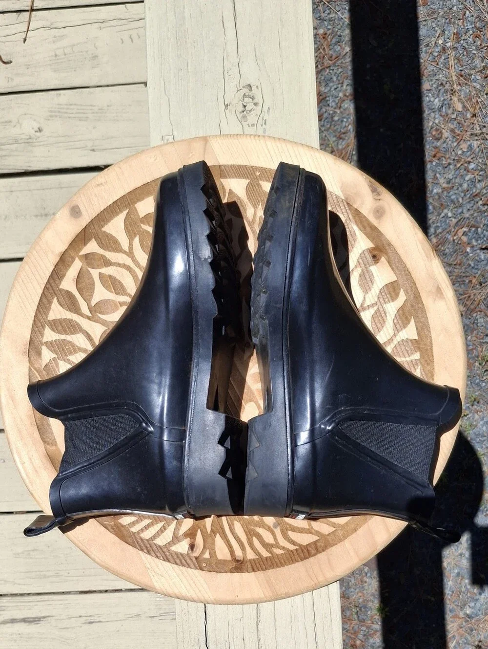 Vintage Polo Sport Ralph Lauren Black Rubber Chelsea Rain Boots Size 7